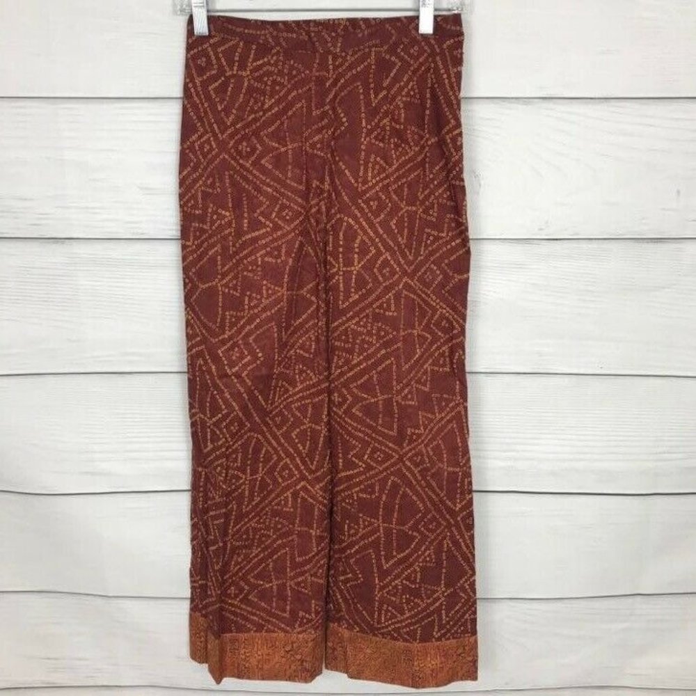 Peruvian Connection Women's Size 6 Printed Pants Orange Yellow Cotton